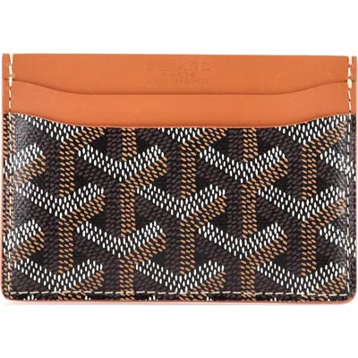Pre-owned Goyard  Goyard Saint Sulpice Card Holder Coated Canvas In Brown