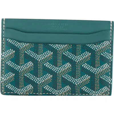 Pre-owned Goyard  Goyard Saint Sulpice Card Holder Coated Canvas In Green