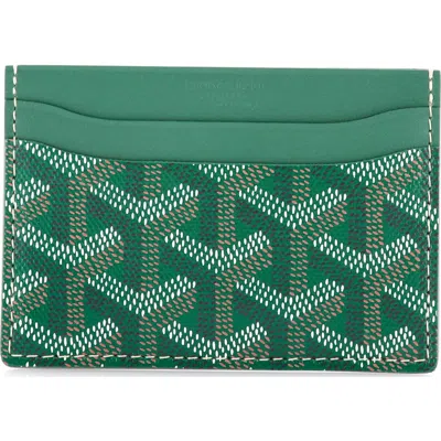 Pre-owned Goyard  Goyard Saint Sulpice Card Holder Coated Canvas In Green