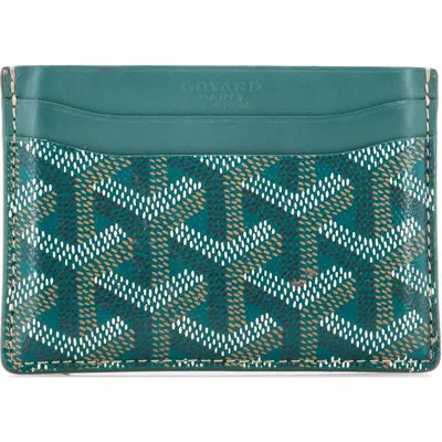 Pre-owned Goyard  Goyard Saint Sulpice Card Holder Coated Canvas In Green