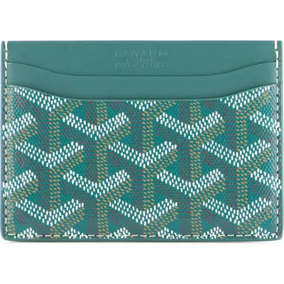 Pre-owned Goyard  Goyard Saint Sulpice Card Holder Coated Canvas In Green