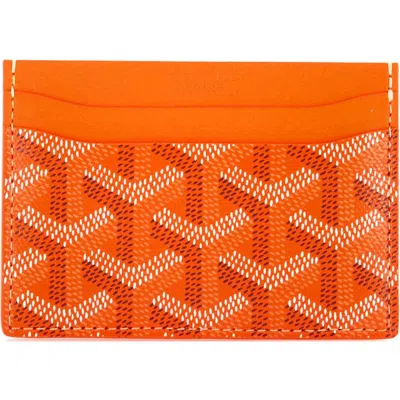 Pre-owned Goyard  Goyard Saint Sulpice Card Holder Coated Canvas In Orange
