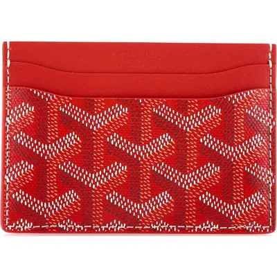 Pre-owned Goyard  Goyard Saint Sulpice Card Holder Coated Canvas In Red