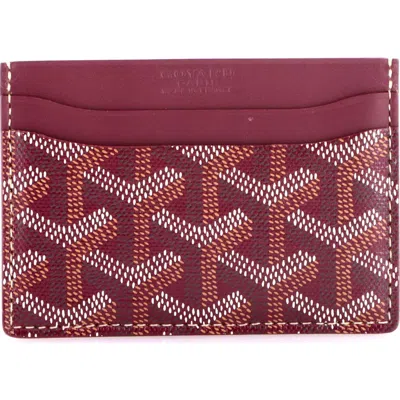 Pre-owned Goyard  Goyard Saint Sulpice Card Holder Coated Canvas In Red