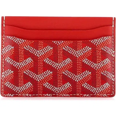 Pre-owned Goyard  Goyard Saint Sulpice Card Holder Coated Canvas In Red