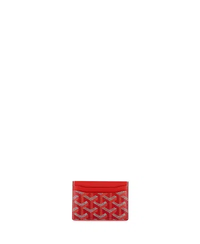 Pre-owned Pre-owned Goyard  Goyard Saint Sulpice Card Holder Coated Canvas In Red