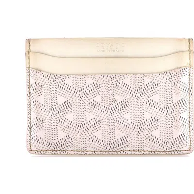 Pre-owned Goyard  Goyard Saint Sulpice Card Holder Coated Canvas In White
