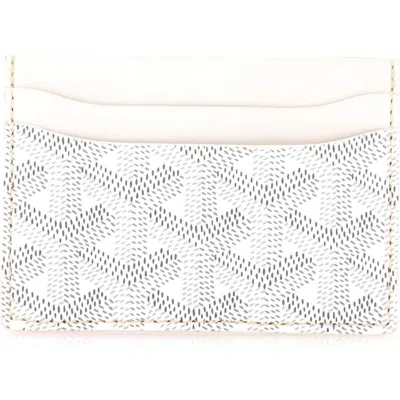 Pre-owned Goyard  Goyard Saint Sulpice Card Holder Coated Canvas In White