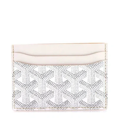 Pre-owned Goyard  Goyard Saint Sulpice Card Holder Coated Canvas In White