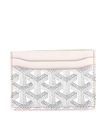 Pre-owned Pre-owned Goyard  Goyard Saint Sulpice Card Holder Coated Canvas In White