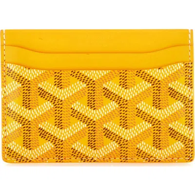 Pre-owned Goyard  Goyard Saint Sulpice Card Holder Coated Canvas In Black