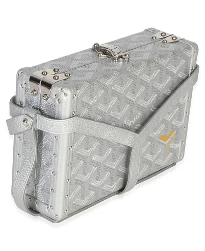 Pre-owned Pre-owned Goyard  Goyard Silver Precious Metals Goyardine Canvas Minaudiere Trunk Canvas Handbag