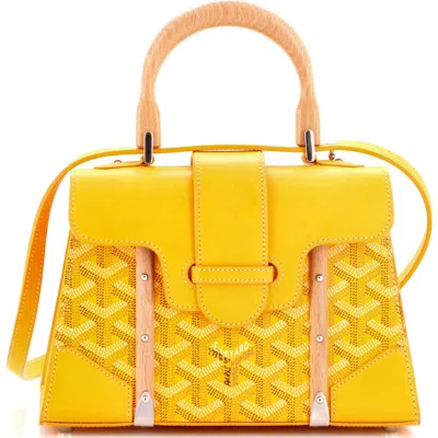 Pre-owned Goyard  Goyard Structured Saigon Top Handle Bag Coated Canvas With Leather Mini In Yellow