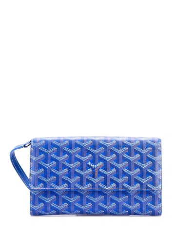 Pre-owned Pre-owned Goyard  Goyard Varenne Continental Wallet With Strap Coated Canvas In Blue