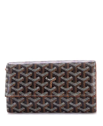 Pre-owned Pre-owned Goyard  Goyard Varenne Continental Wallet With Strap Coated Canvas In Brown