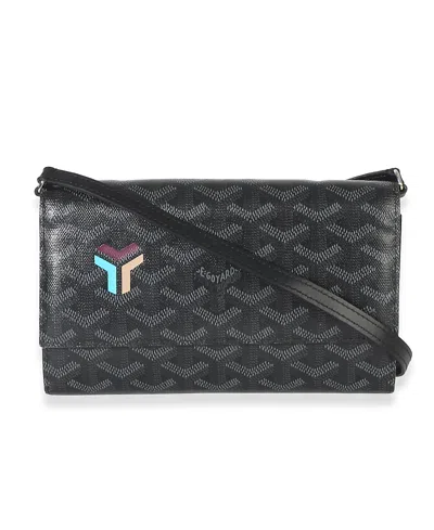 Pre-owned Pre-owned Goyard  Goyard Varenne Limited Continental Wallet Canvas Handbag In Black