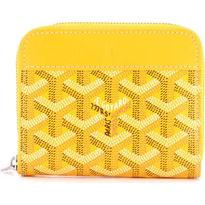 Pre-owned Goyard  Goyard Zip Wallet Coated Canvas Compact In Yellow