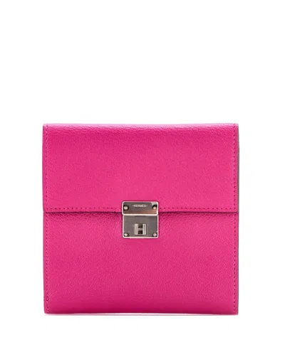 Pre-owned Pre-owned Hermes  Hermes 12 Clic Wallet Chevre Mysore In Pink