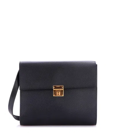 Pre-owned Pre-owned Hermes  Hermes 16 Clic Epsom Leather Wallet On Strap In Black