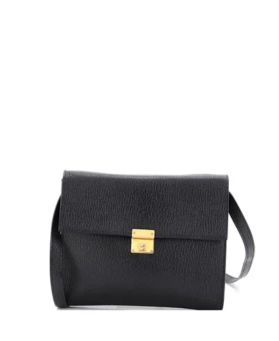 Pre-owned Pre-owned Hermes  Hermes 16 Clic Wallet On Strap Chevre Mysore In Black