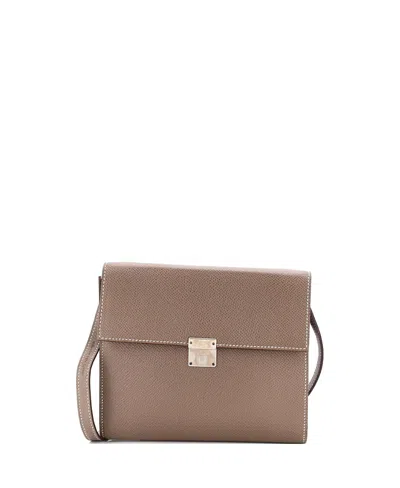 Pre-owned Pre-owned Hermes  Hermes 16 Clic Wallet On Strap Epsom In Gray