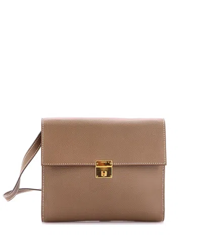 Pre-owned Pre-owned Hermes  Hermes 16 Clic Wallet On Strap Epsom In Gray