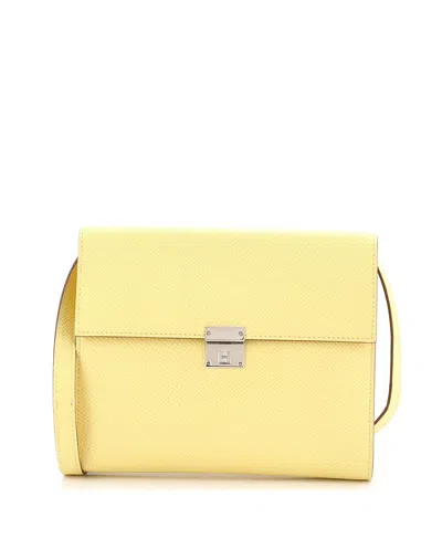 Pre-owned Pre-owned Hermes  Hermes 16 Clic Wallet On Strap Verso Epsom In Yellow