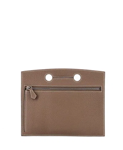 Pre-owned Pre-owned Hermes  Hermes 20 Backpocket Pouch Togo In Gray