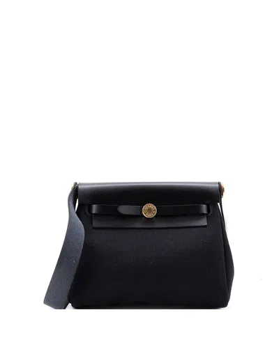 Pre-owned Pre-owned Hermes  Hermes 20 Herbag Zip Toile And Leather In Black