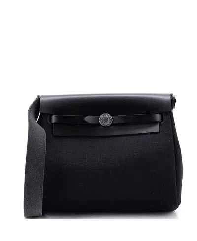 Pre-owned Pre-owned Hermes  Hermes 20 Herbag Zip Toile And Leather In Black