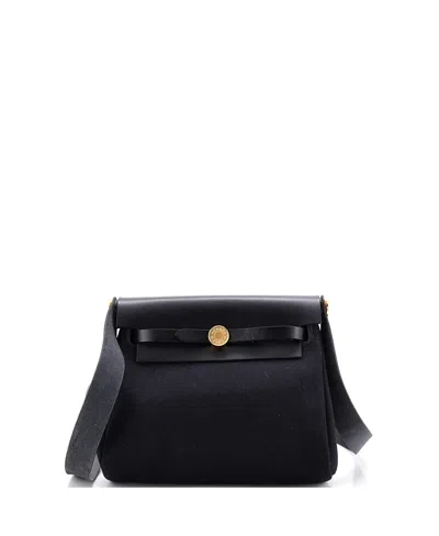 Pre-owned Pre-owned Hermes  Hermes 20 Herbag Zip Toile And Leather In Black