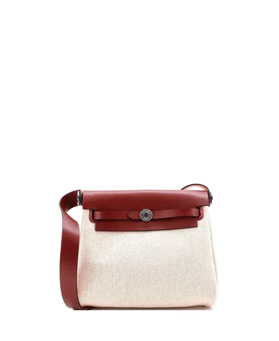 Pre-owned Pre-owned Hermes  Hermes 20 Herbag Zip Toile And Leather In Burgundy