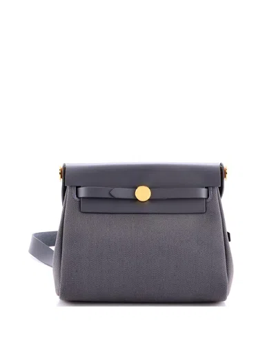 Pre-owned Pre-owned Hermes  Hermes 20 Herbag Zip Toile And Leather In Gray
