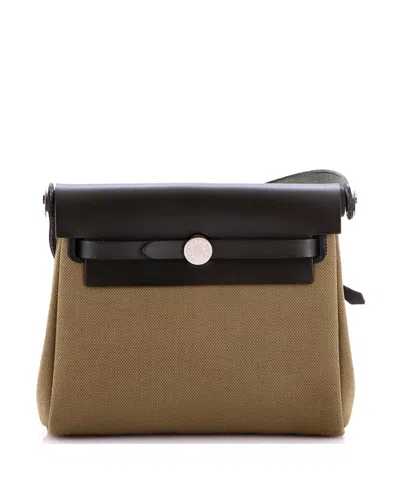 Pre-owned Pre-owned Hermes  Hermes 20 Herbag Zip Toile And Leather In Green