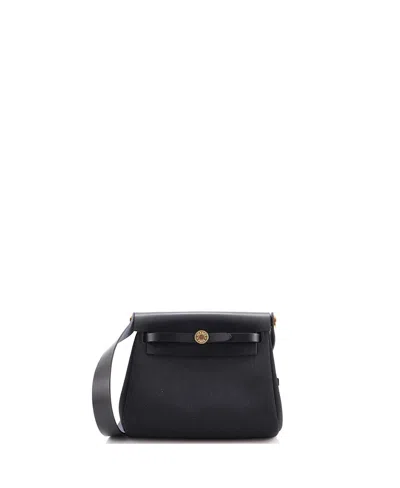 Pre-owned Pre-owned Hermes  Hermes 20 Herbag Zip Toile And Leather In Navy Blue