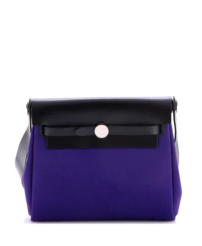 Pre-owned Pre-owned Hermes  Hermes 20 Herbag Zip Toile And Leather In Purple/ Black/ Pink