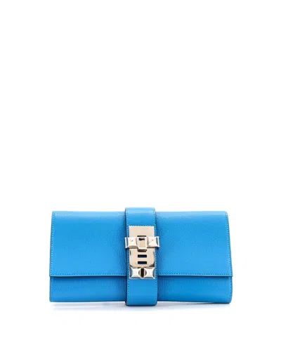Pre-owned Pre-owned Hermes  Hermes 23 Medor Clutch Chevre Mysore In Blue