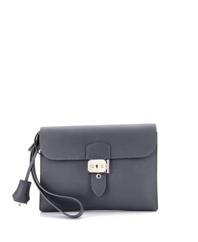 Pre-owned Pre-owned Hermes  Hermes 24 Sac A Depeches Wristlet Pouch Epsom In Gray