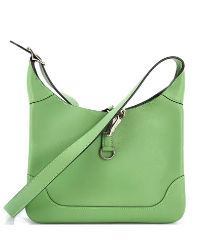 Pre-owned Pre-owned Hermes  Hermes 24 Trim Duo Bag Evercolor In Green