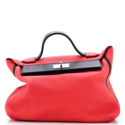 Pre-owned Hermes  Hermes 24/24 Bag Bicolor Togo With Swift 35 In Red
