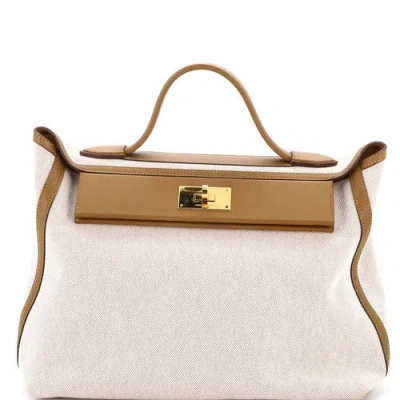 Pre-owned Hermes  Hermes 24/24 Bag Canvas And Swift 35 In Gold
