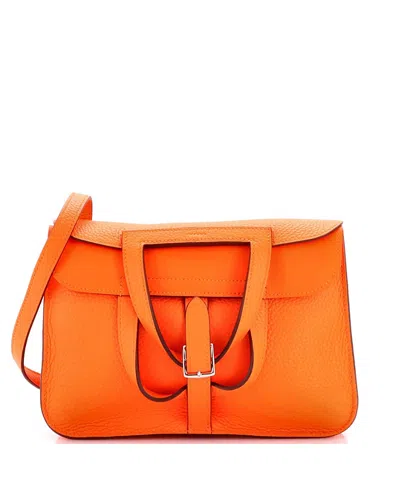 Pre-owned Pre-owned Hermes  Hermes 25 Halzan Bag Clemence In Orange