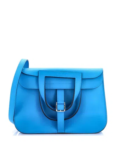 Pre-owned Pre-owned Hermes  Hermes 25 Halzan Bag Evercolor In Blue