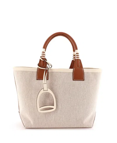 Pre-owned Pre-owned Hermes  Hermes 25 Sac Steeple Tote Toile With Leather In Neutral