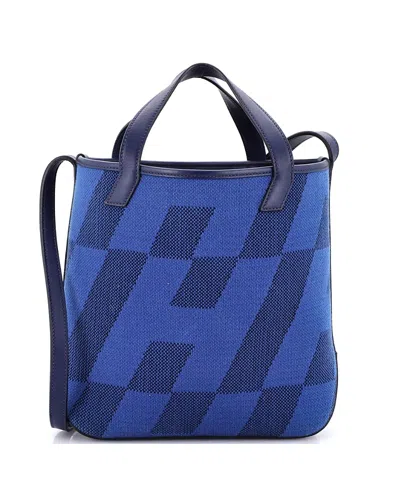 Pre-owned Pre-owned Hermes  Hermes 27 Cabas H En Biais Tote Canvas With Leather In Blue
