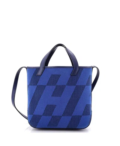 Pre-owned Pre-owned Hermes  Hermes 27 Cabas H En Biais Tote Canvas With Leather In Blue
