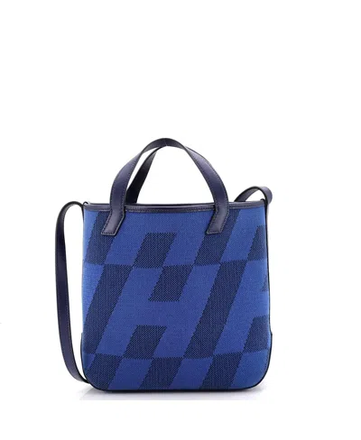 Pre-owned Pre-owned Hermes  Hermes 27 Cabas H En Biais Tote Canvas With Leather In Blue