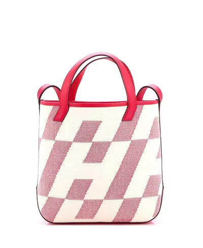 Pre-owned Pre-owned Hermes  Hermes 27 Cabas H En Biais Tote Canvas With Leather In Pink/ Natural