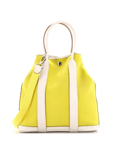 Pre-owned Pre-owned Hermes  Hermes 28 Garden File Tote Toile And Leather