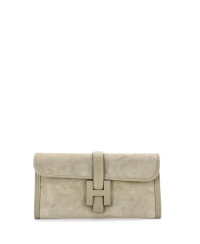 Pre-owned Pre-owned Hermes  Hermes 29 Jige Elan Clutch Doblis Suede In Green